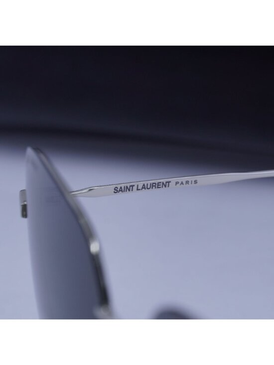 Saint Laurent SL410 WIRE 004 Square Sunglasses - Silver / Grey main image 9